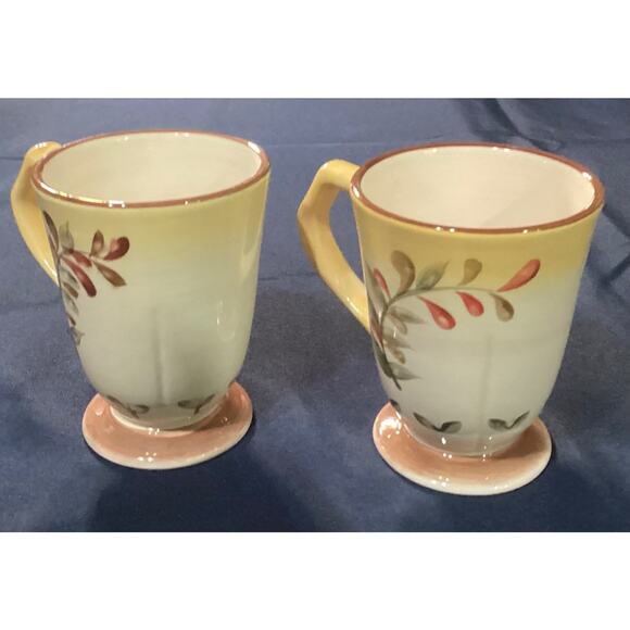 Set of 2 Better Homes & Gardens Tuscan Retreat Footed Coffee Mugs Cups - Picture 9 of 12